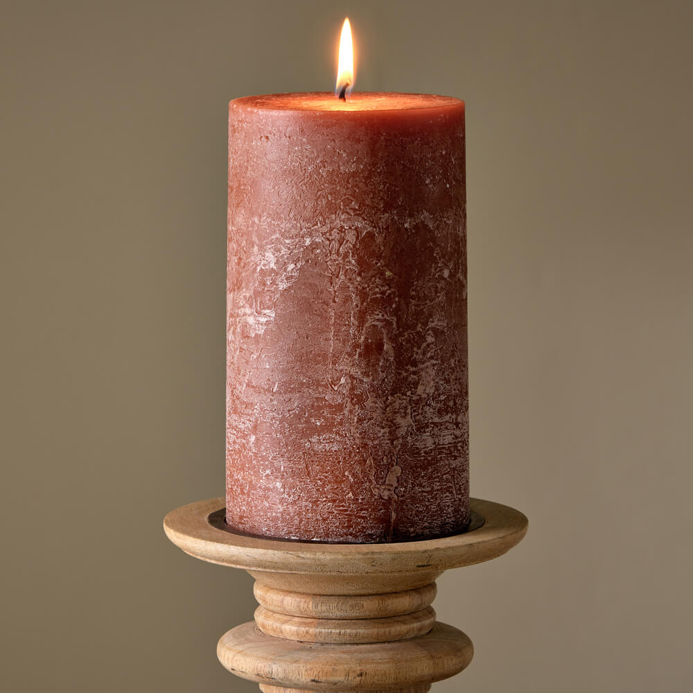 Nkuku Rustic Soy Blend Pillar Candle Rust Large